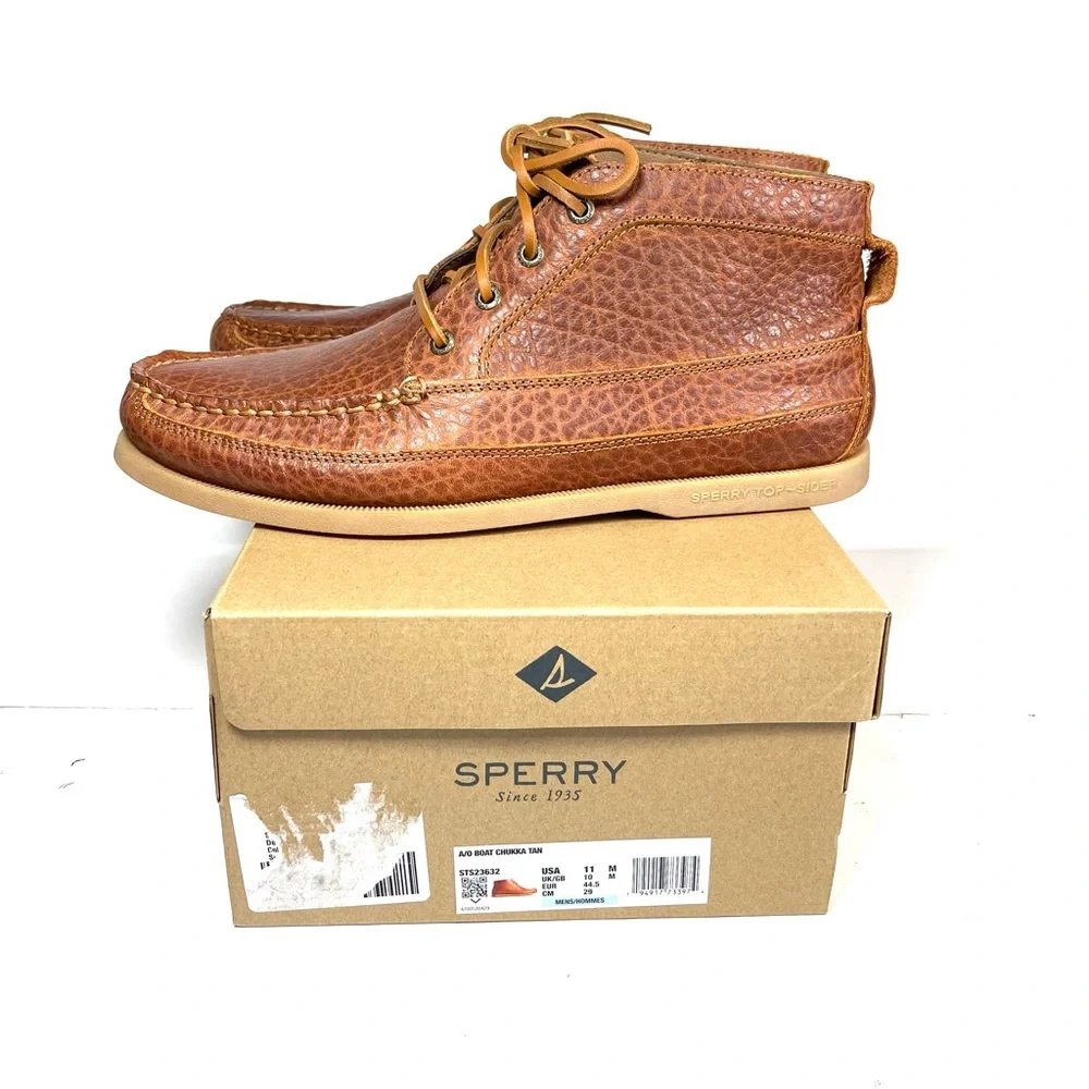 Sperry A/O Mens Boat Chukka Boots‎ Brown Distressed Leather